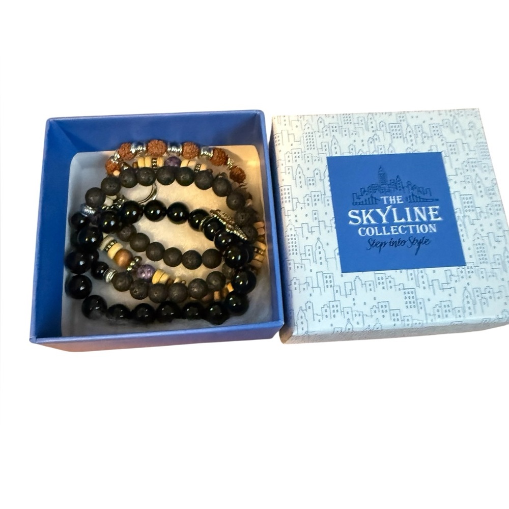 NIB The Skyline Collection 4 Stretch Bracelets Multicolor